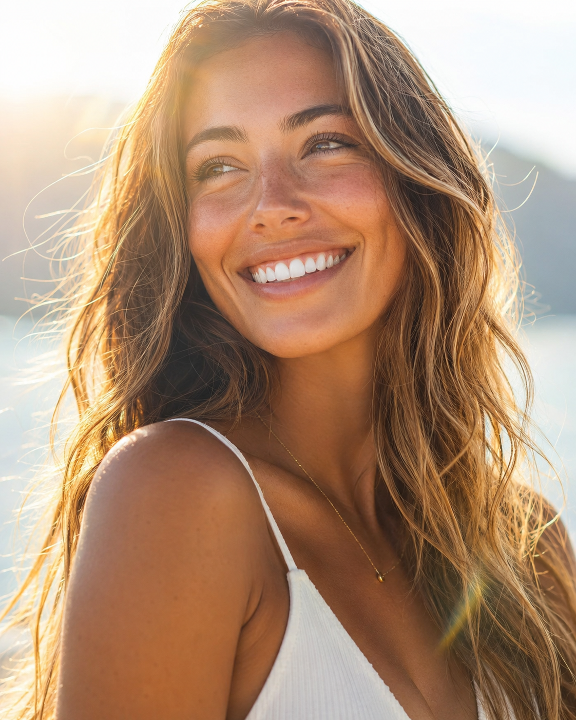 Woman smiling with natural-looking veneers and composite bonding from Cadbury Dental, Birmingham